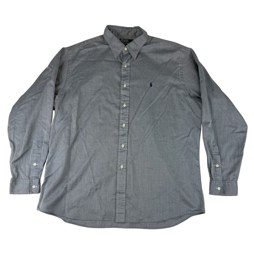 Polo Ralph Lauren Button Down Mens XL Grey Lowell Sport Herringbone Cotton Shirt